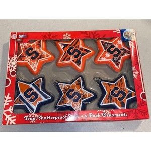 NEW Syracuse Team Shatterproof Star Ornaments Set of 6 Orange & Blue